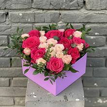 Цветочная композиция из Розы в коробке в Солнечногорске-7