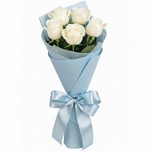 Букет 5 Белых роз Проуд в Солнечногорске-7