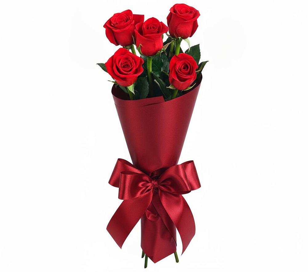 Букет 5 Красных роз Эдлесс Лав в Солнечногорске-7