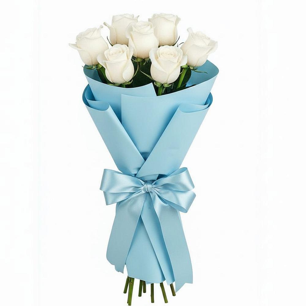 Букет 7 белых роз Проуд в Солнечногорске-7