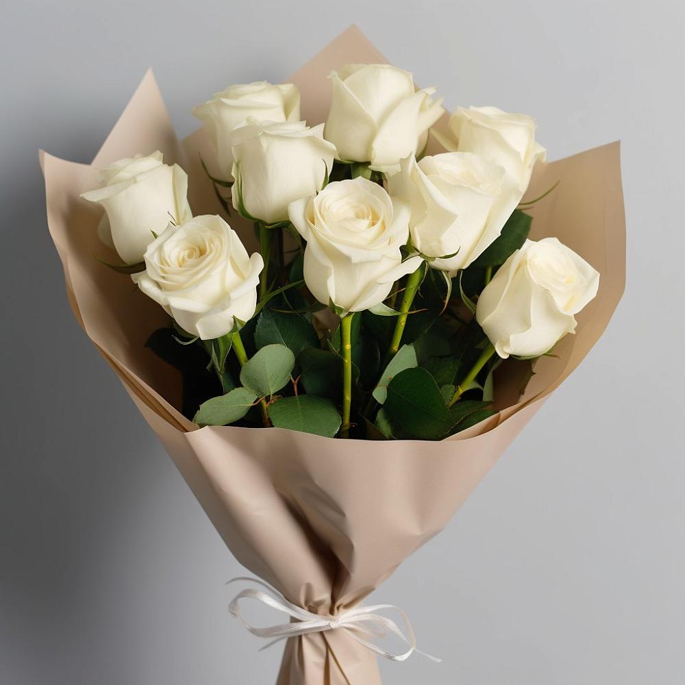 Букет 9 Белых роз Эдлесс Лав в Солнечногорске-7