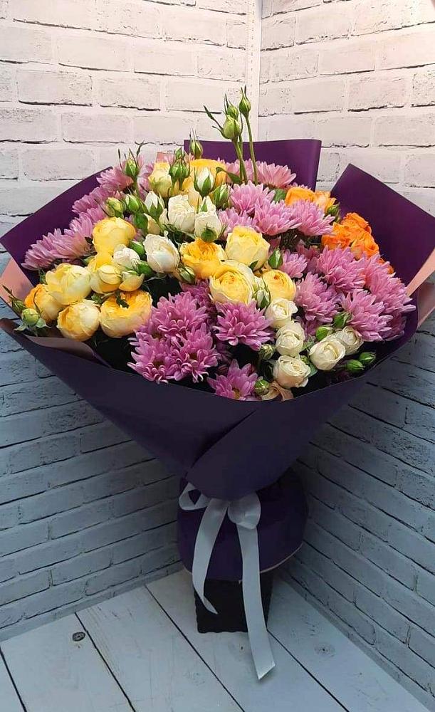 Букет цветов из: Хризантемы и Розы в Солнечногорске-7
