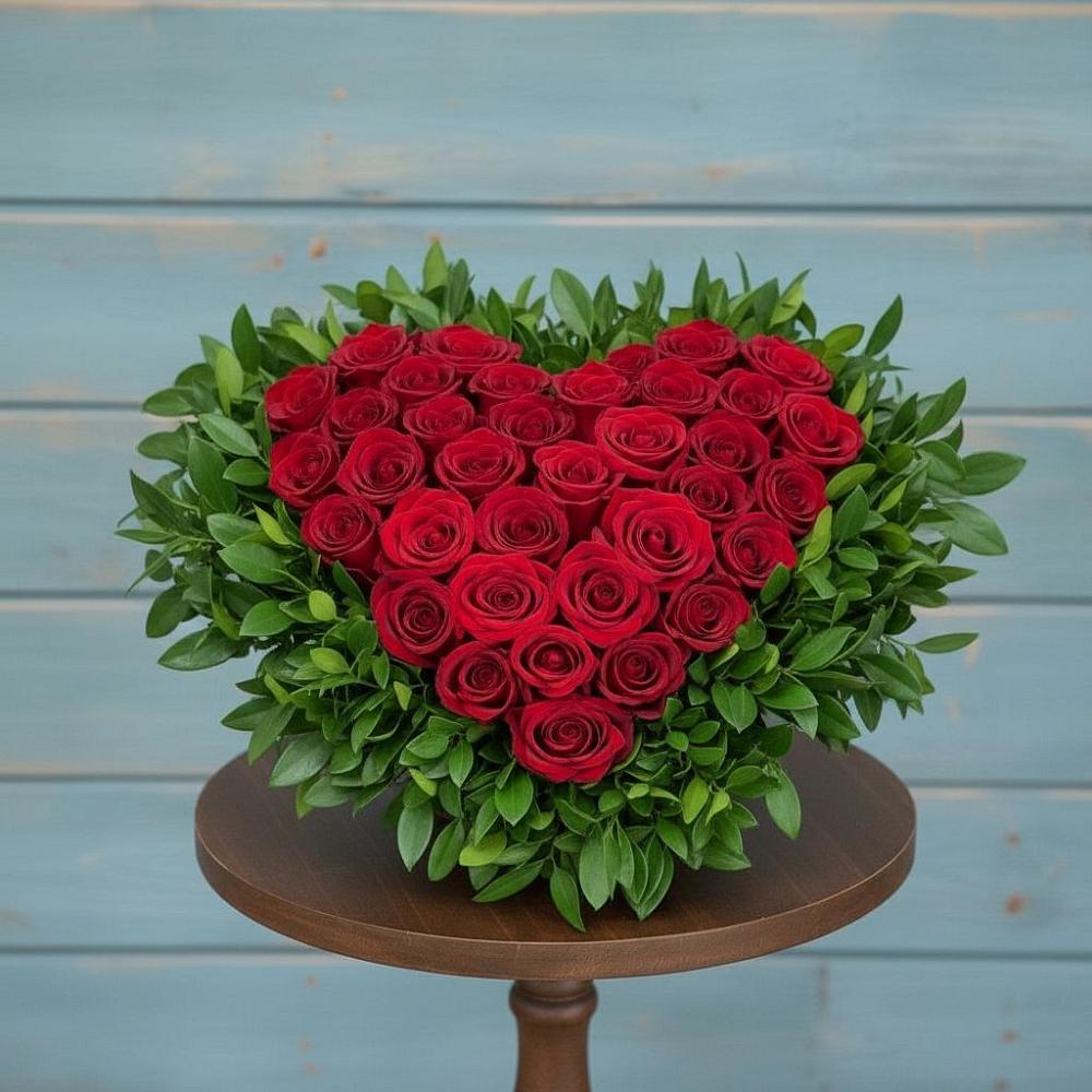 Цветочная композиция из Розы в виде сердца в Солнечногорске-7