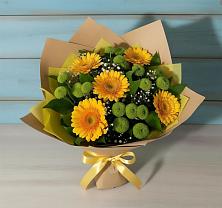 Букет цветов из:  Герберы и Хризантемы в Солнечногорске-7