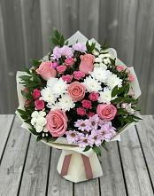 Букет цветов из:  Альстромерии, Гвоздики, Розы и Хризантемы #REPLACE_PRED# Солнечногорске-7