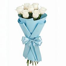 Букет 7 белых роз Проуд в Солнечногорске-7