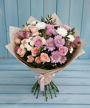 Букет цветов из:  Хризантемы, Розы и Альстромерии в Солнечногорске-7