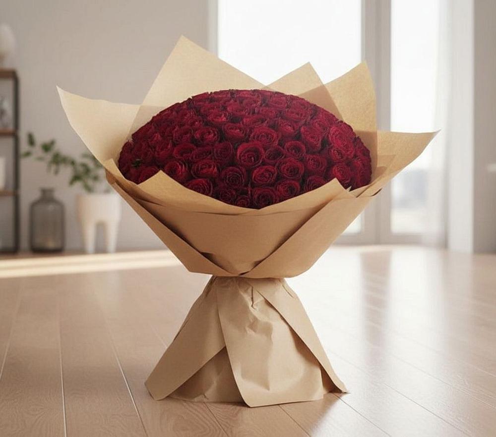 Букет 101 Красная роза в Солнечногорске-7