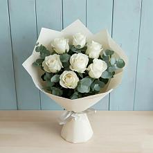 Букет Белые розы в Эвкалипте в Солнечногорске-7
