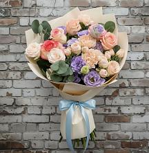 Букет цветов из:  Розы, Лизиантусы и Гвоздики в Солнечногорске-7